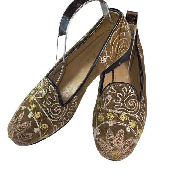 Velvet Road Brown Tan Gold Embroidered Ballet Flats womens shoes size 7.5 - Picture 4 of 15